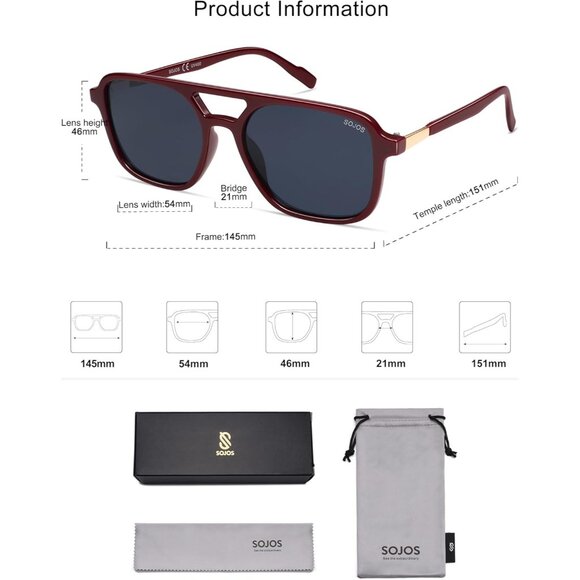 🆕Women Blue Retro Aviator Sunglasses Trendy Rectangle Shades Stylish Design Fit - Picture 6 of 6